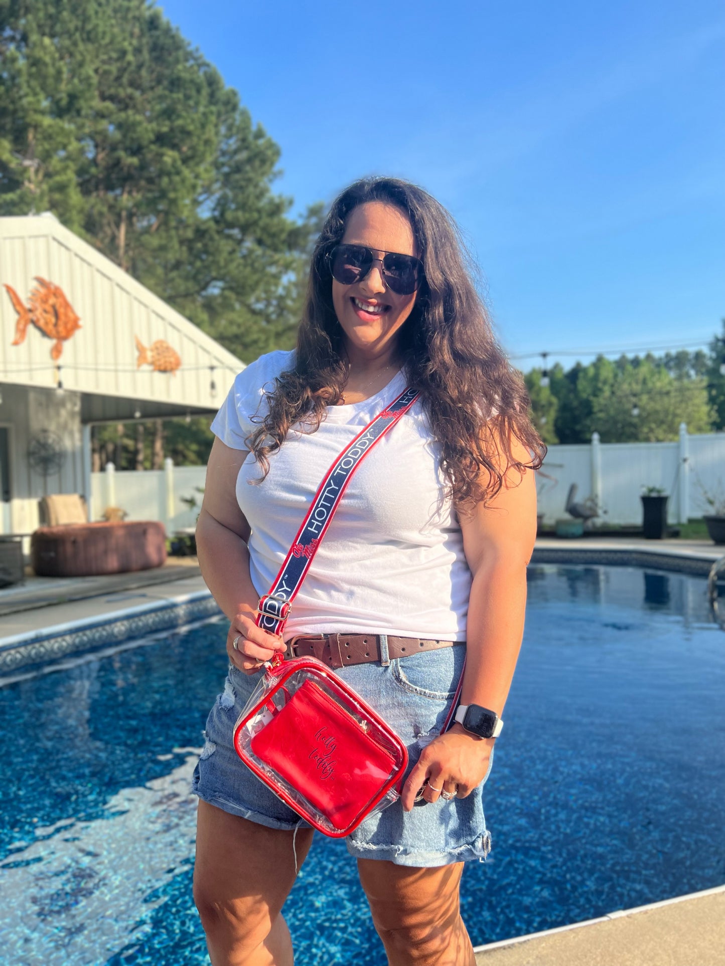 Clear Purse with Patterned Shoulder Straps - Ole Miss/Game Day/Game Day