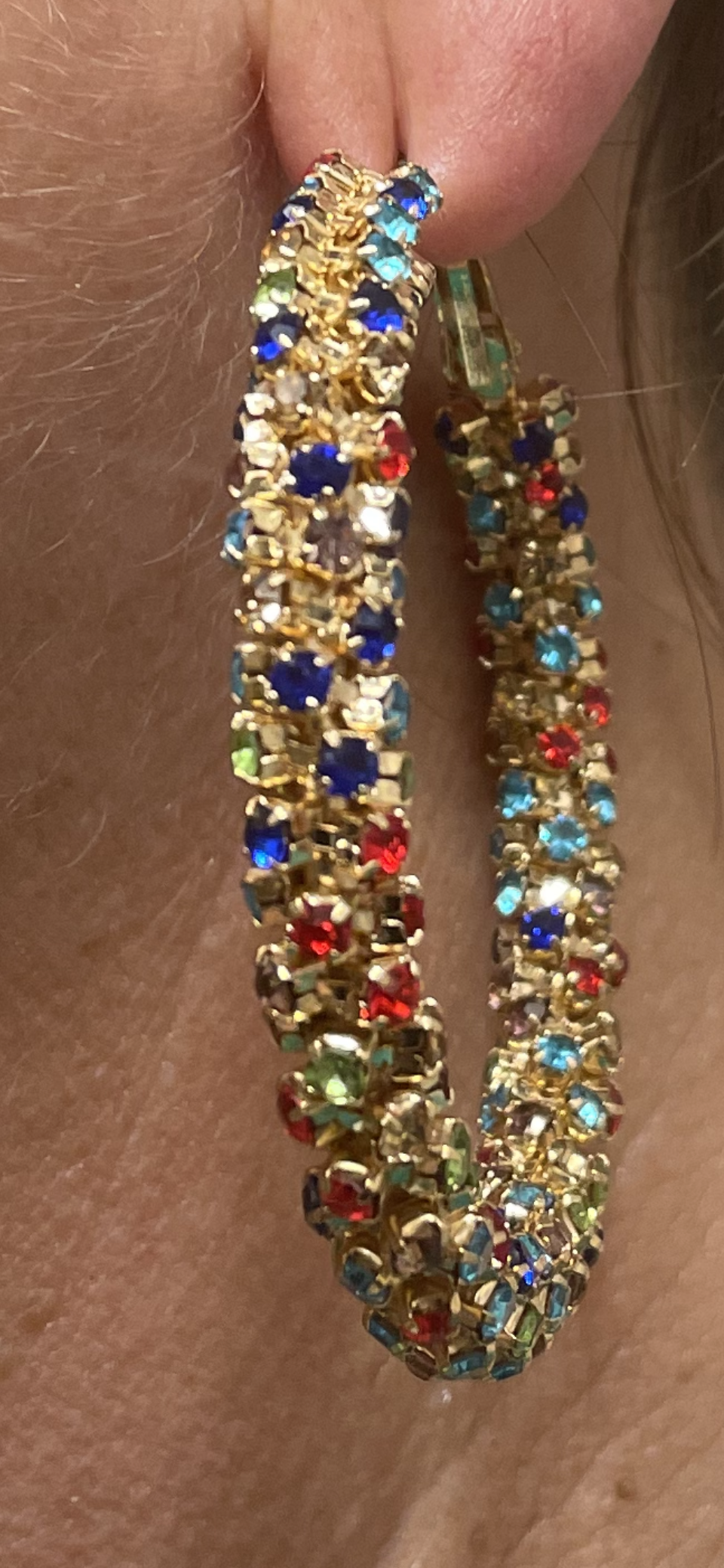 Rhinestone Decor Hoop Earrings/Jewelry