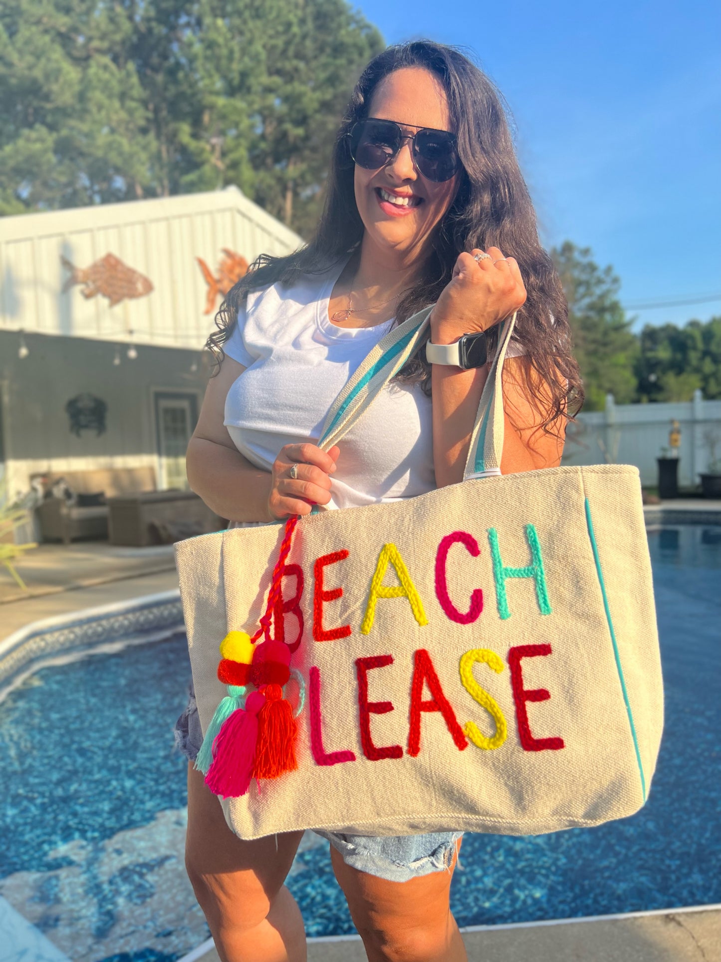 OUR NEON BEACH PLEASE TOTE OR BEACH BAG/BEACH