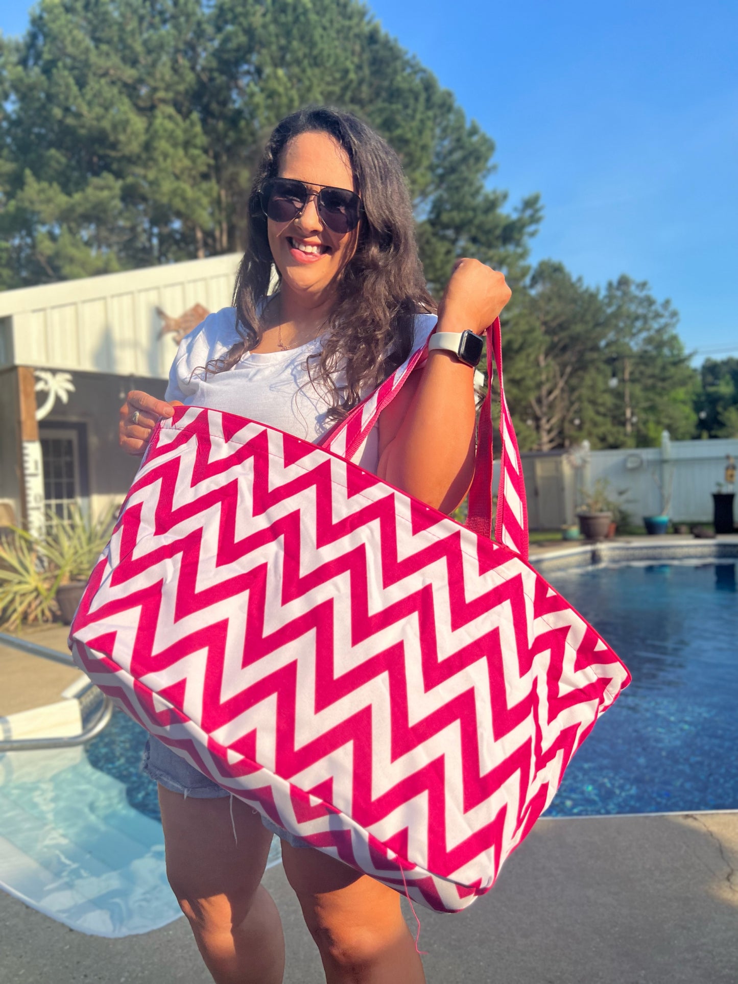 Ever Moda Chevron Beach Tote Bag/Beach