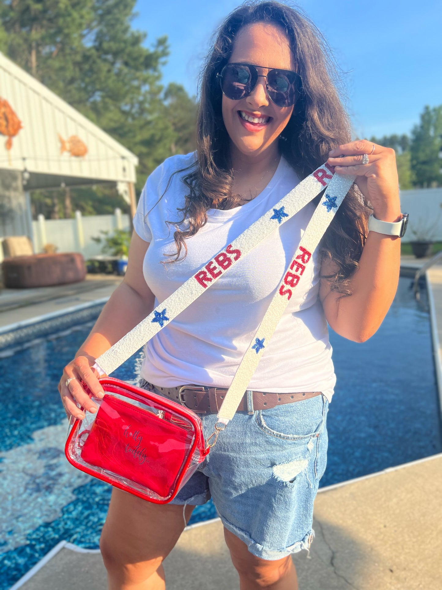 Clear Purse with Patterned Shoulder Straps - Ole Miss/Game Day/Game Day