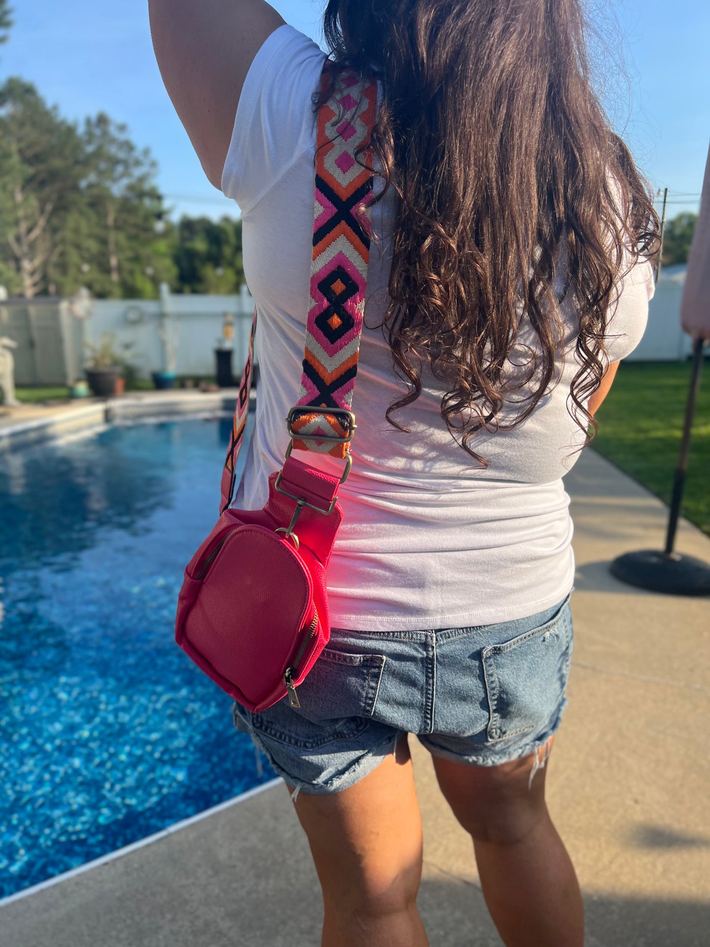 FLAME PEAK GUITAR STRAP HOT PINK SMALL SLING BAG/PURSE