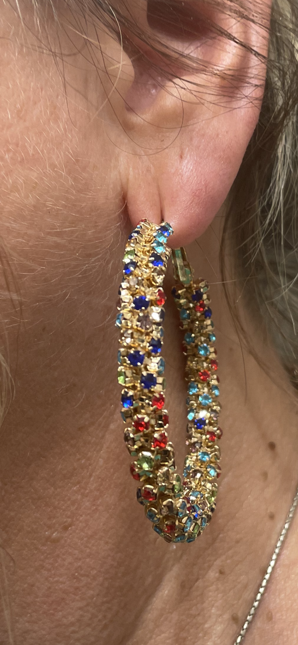 Rhinestone Decor Hoop Earrings/Jewelry