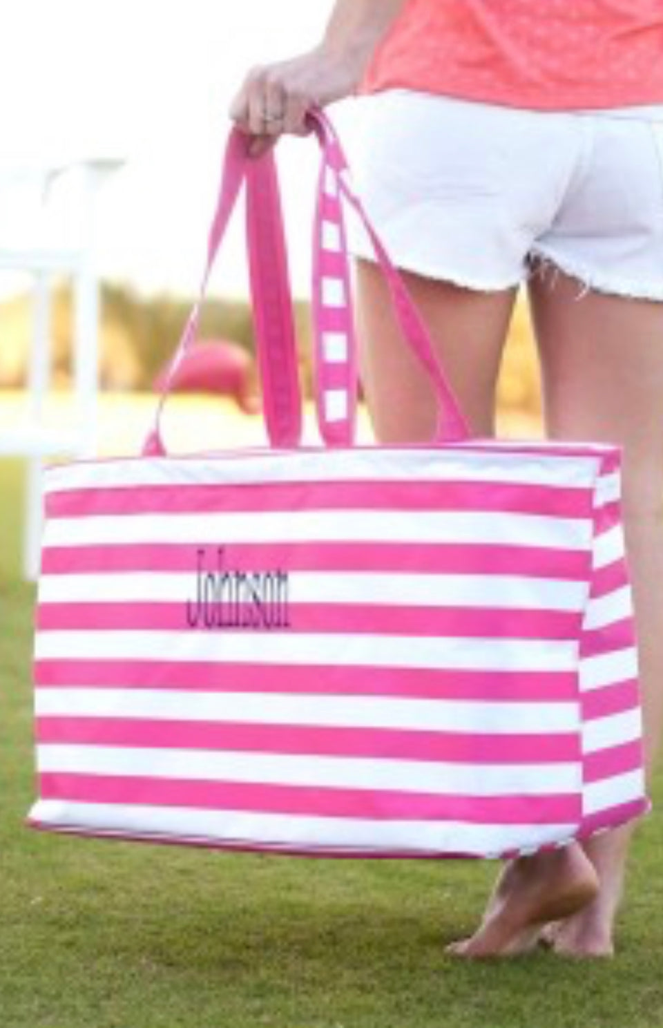 Hot Pink Stripe Ultimate Tote/Beach