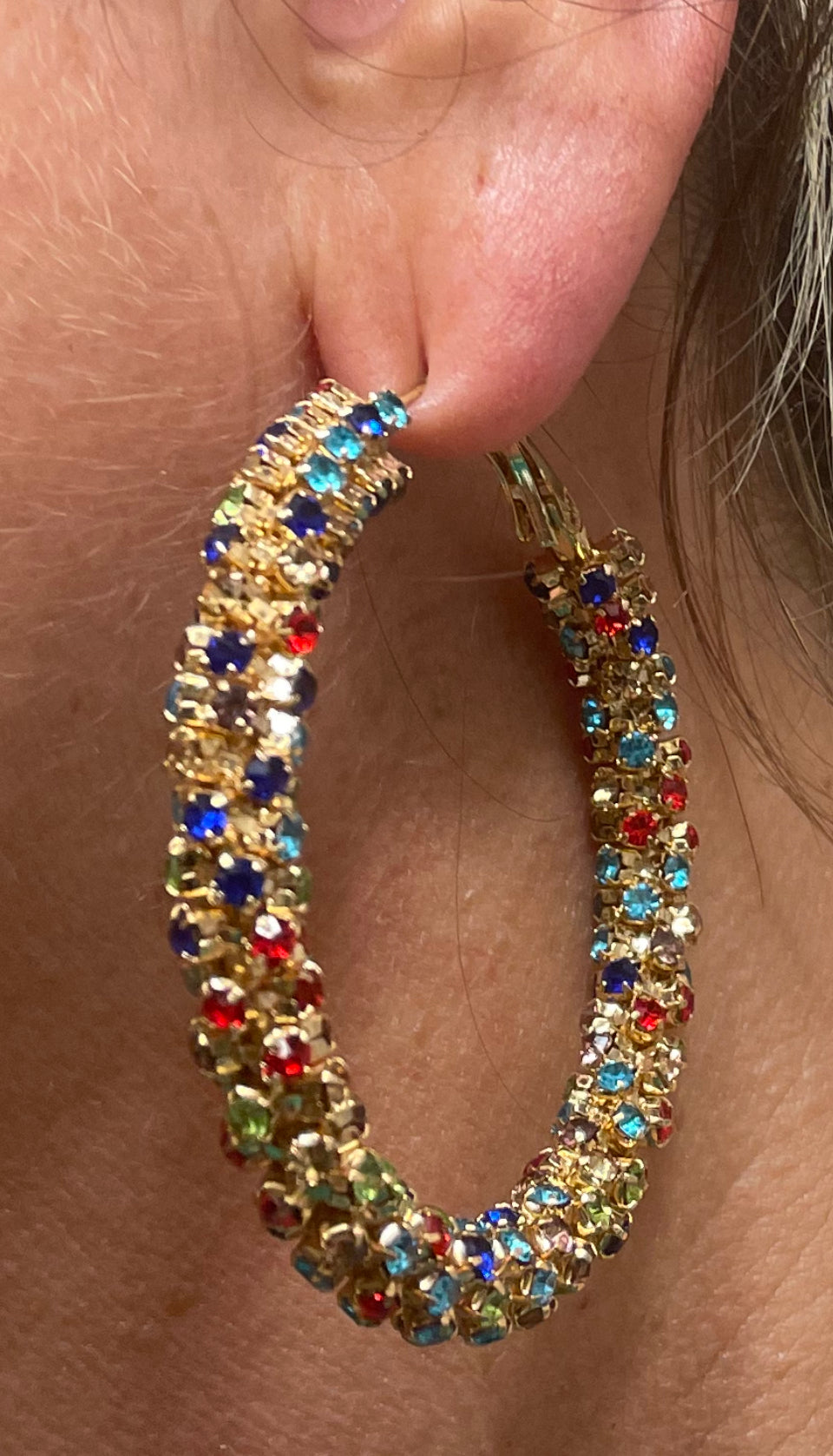 Rhinestone Decor Hoop Earrings/Jewelry