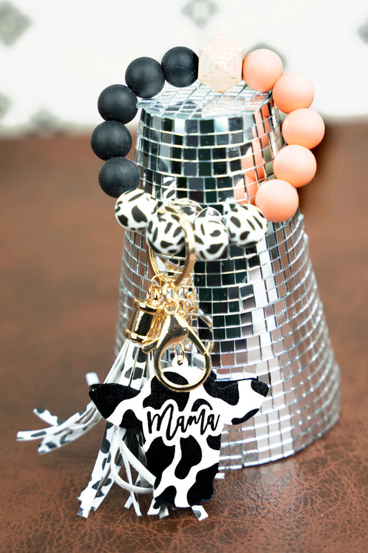 MAMA Coral, black Cow Wristlet