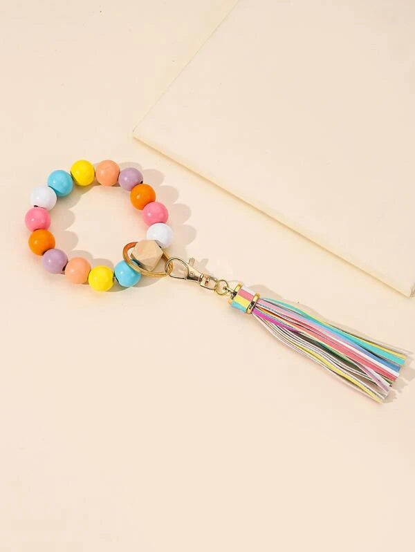Bead & Tassel Charm Keychain/Wristlet