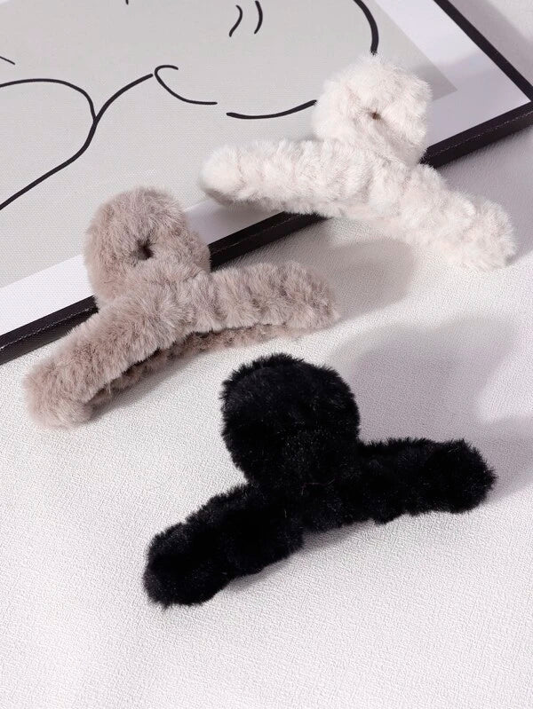 Solid Fuzzy Fashion Hair Claw/Hair Accessory