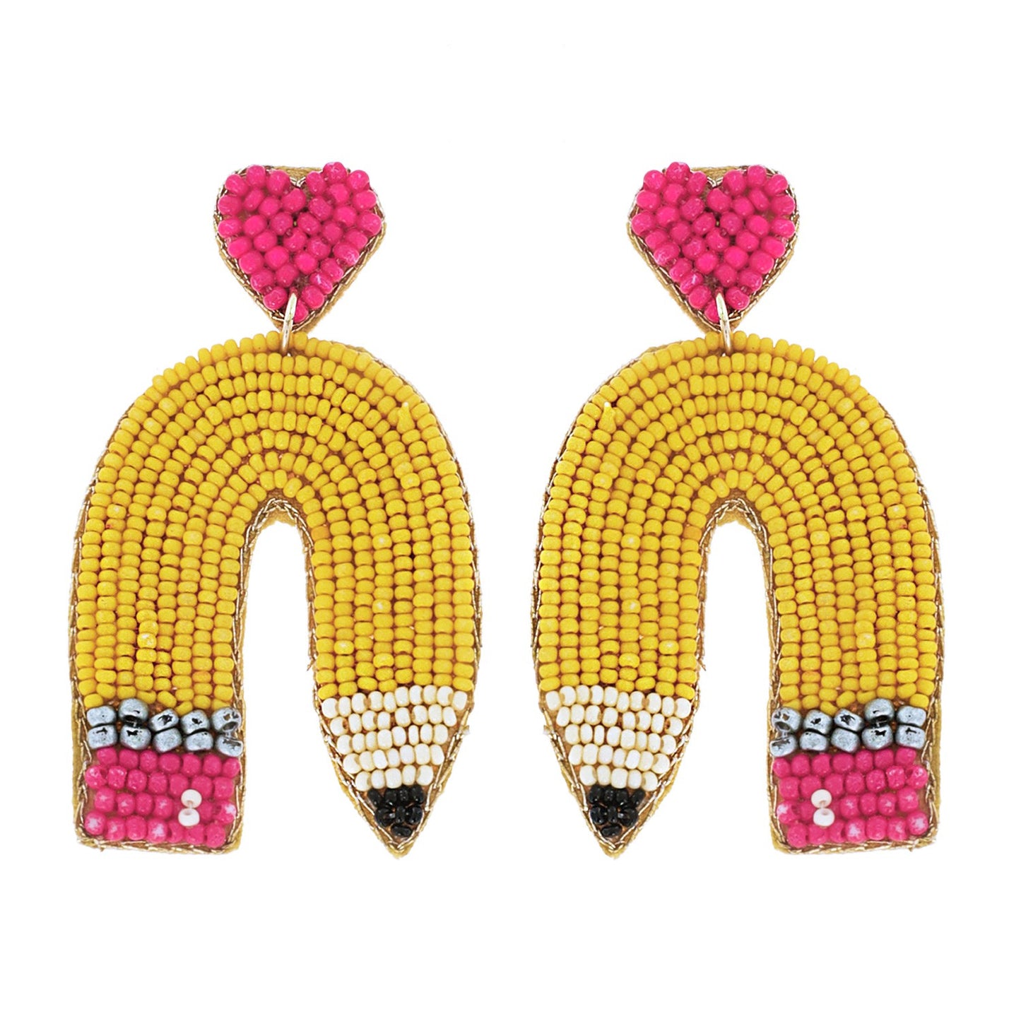 CURVED PENCIL BEADED EMBROIDERY TEACHER EARRINGS/JEWELRY