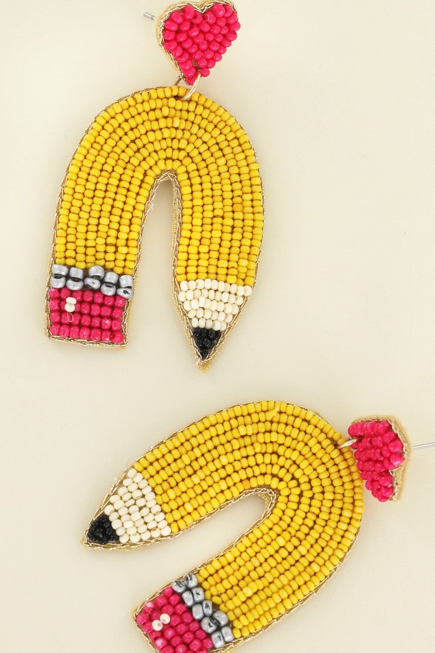 CURVED PENCIL BEADED EMBROIDERY TEACHER EARRINGS/JEWELRY