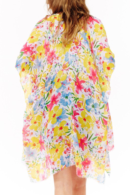FLORAL TRANSLUCENT COVER-UP WOMEN'S KIMONO/BEACH
