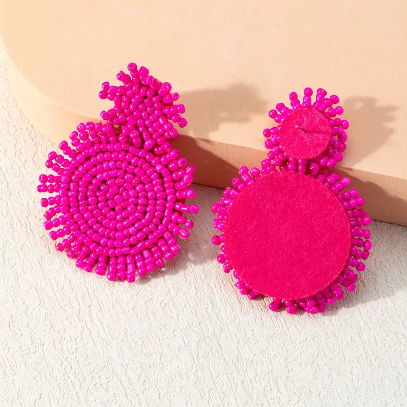 Bohemian Beaded Round Dangle Earrings/JEWELRY