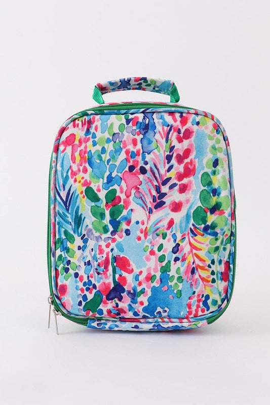 Blue lily print lunch box/Back to School