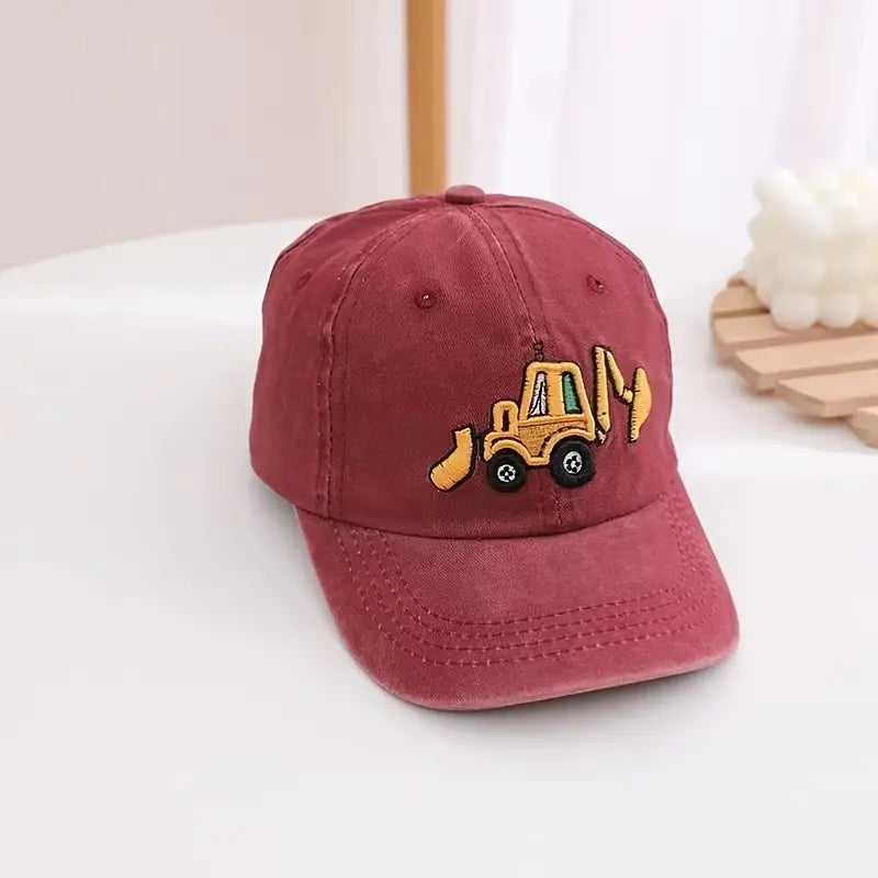 Children's Excavator Embroidered Baseball Hat Adjustable Sun Protection