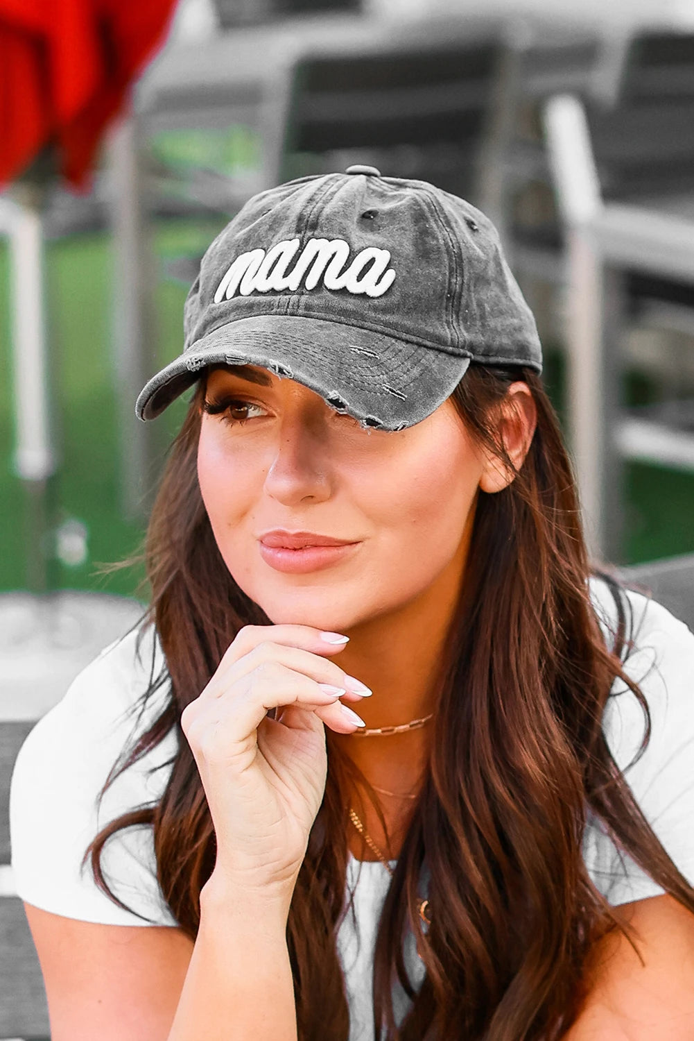 Distressed Black MAMA Hat