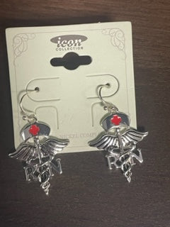 Silvertone Registered Nurse Earrings/Jewelry