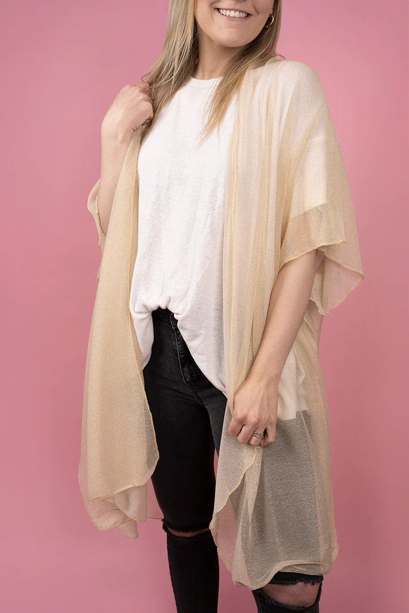 ALL THAT GLITTERS KIMONO, GOLD/BEACH