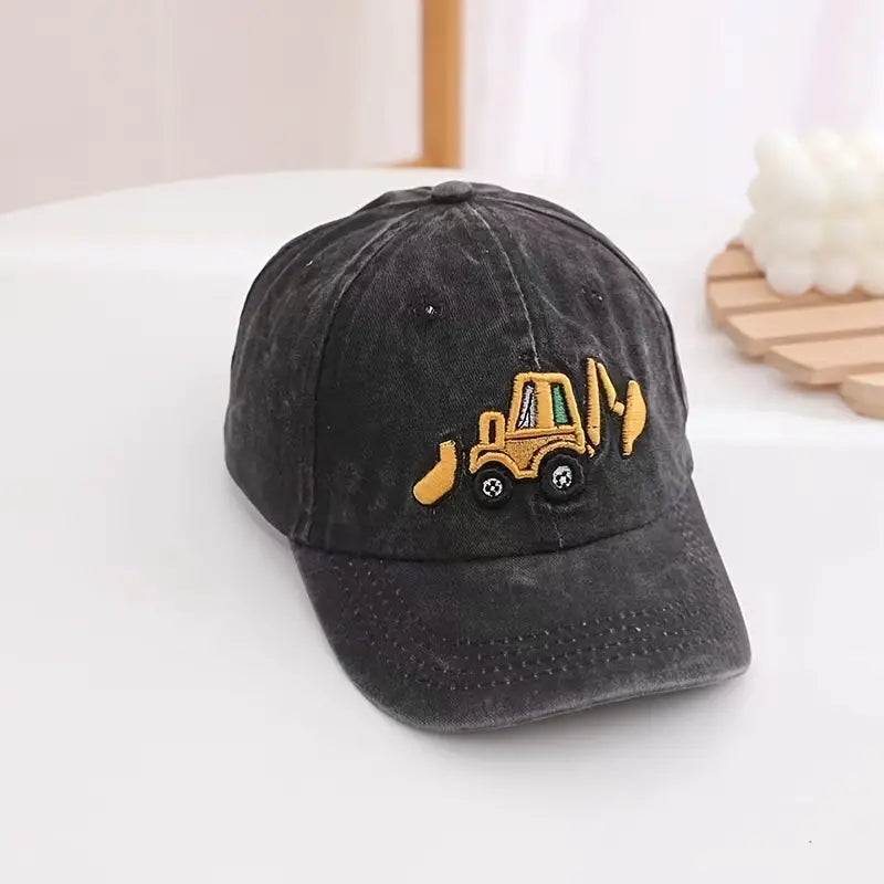 Children's Excavator Embroidered Baseball Hat Adjustable Sun Protection
