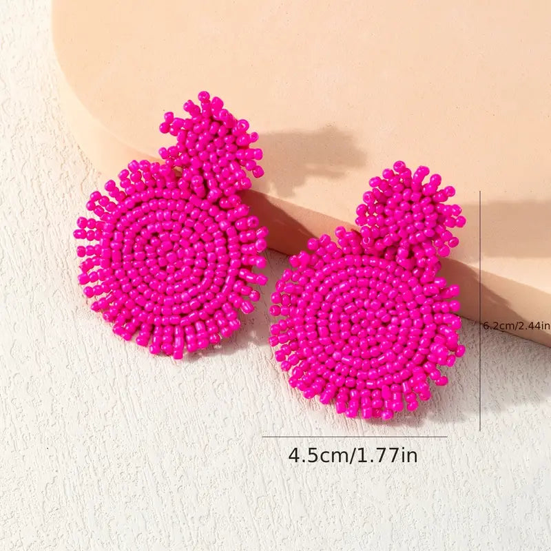 Bohemian Beaded Round Dangle Earrings/JEWELRY
