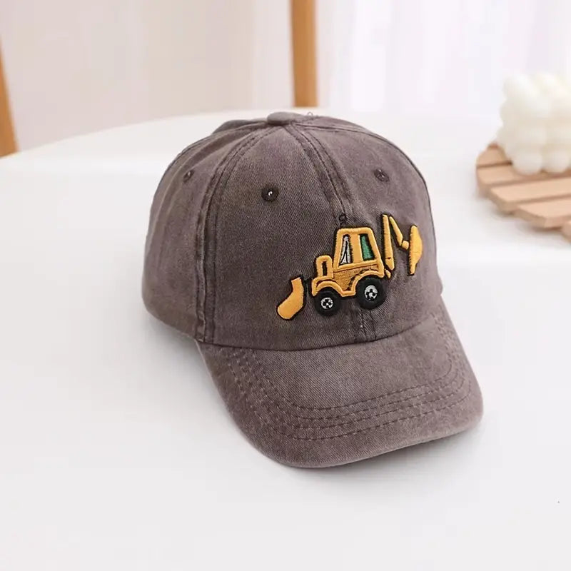 Children's Excavator Embroidered Baseball Hat Adjustable Sun Protection