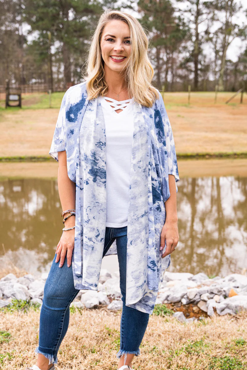 MAKE A SPLASH STRETCH KIMONO, BLUE/BEACH