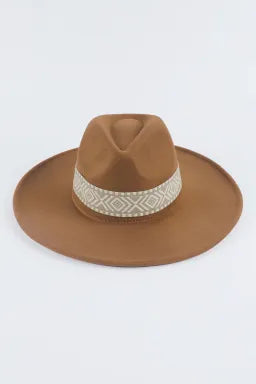 Western Patchwork Flat Brim Cowgirl Woven Hat
