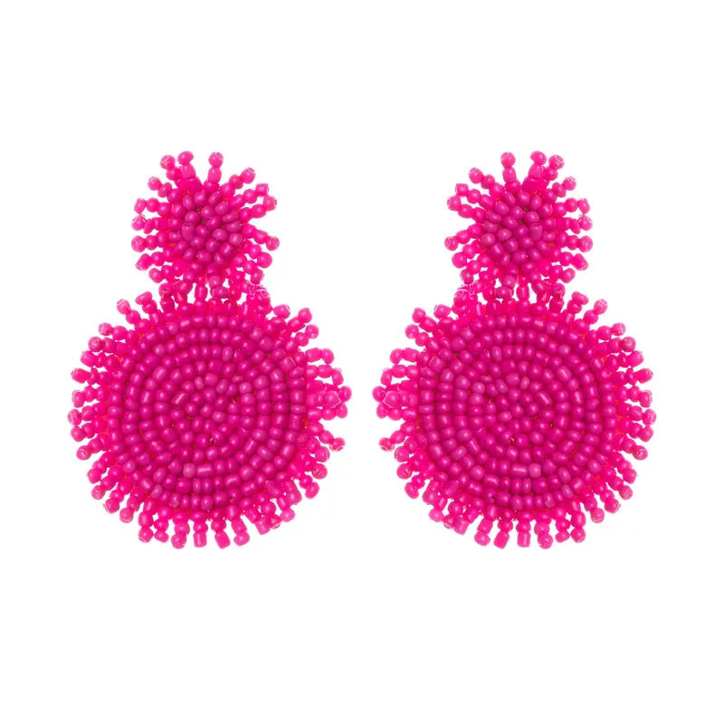 Bohemian Beaded Round Dangle Earrings/JEWELRY