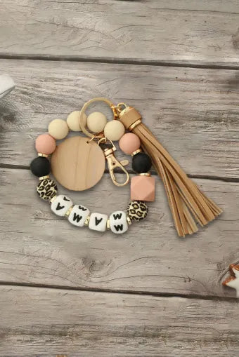 Designer Mama silicone bead wristlet keychain