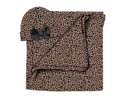 Classic Leopard Infant Swaddle and Beanie Set