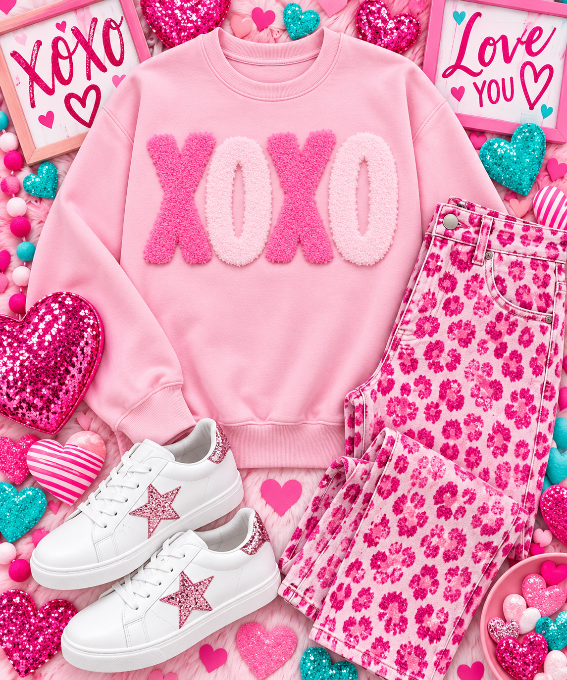 Fluffy Valentines Patch, DIY XOXO Pink Patch
