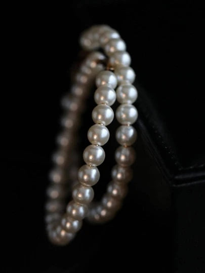 Faux Pearl Hoop Earrings/Jewelry