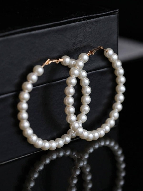 Faux Pearl Hoop Earrings/Jewelry