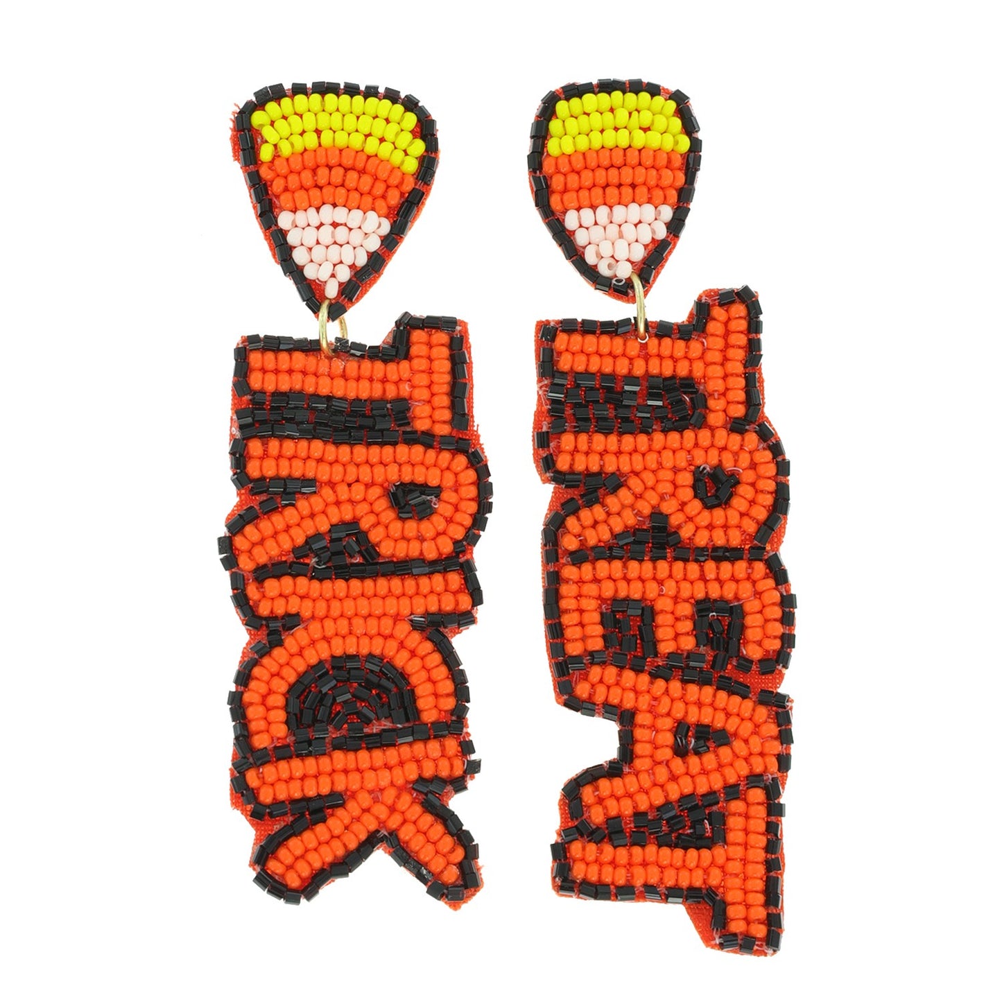 TRICK OR TREAT CANDY CORN BEADED DROP EARRINGS/Jewelry