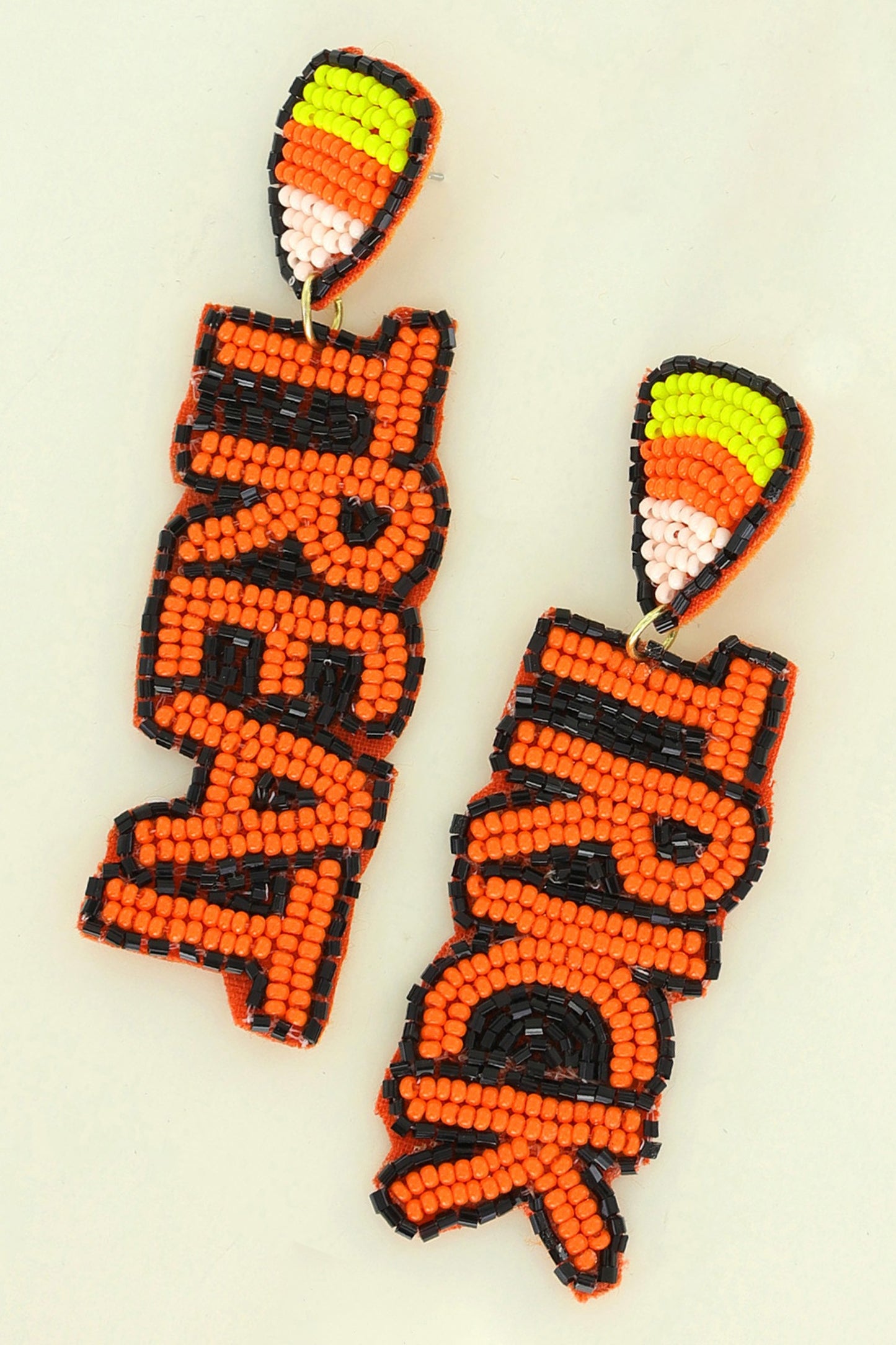 TRICK OR TREAT CANDY CORN BEADED DROP EARRINGS/Jewelry