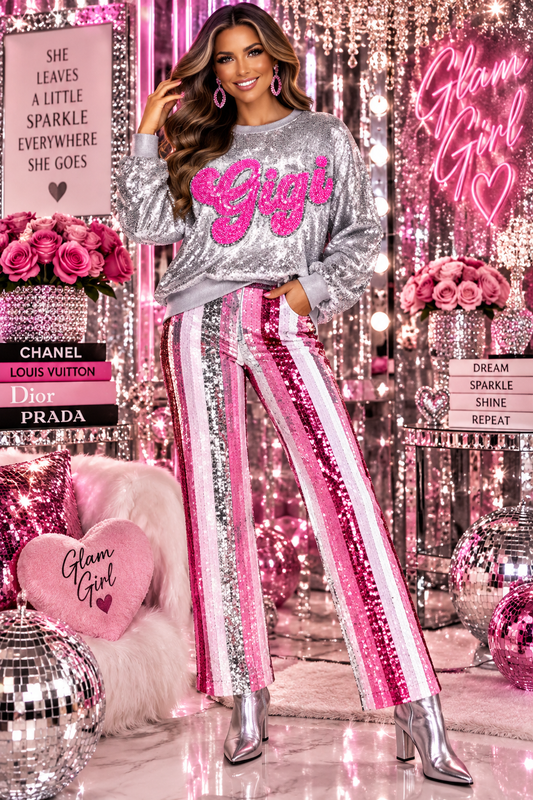 GiGi Patch, Sequin Patch, GIGi Sequin Patch, Pink Patch, Iron on Patch, DIY, Sequin GiGi Patch, Glitter Patch