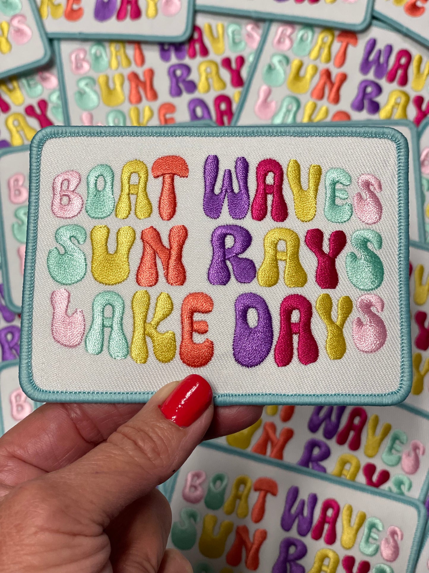 Boat Waves Sun Rays Lake Days Patch, Trucker Hat Patch, Trendy Patch, Patch For Hats, Summer Patch, Iron On Patch, DIY