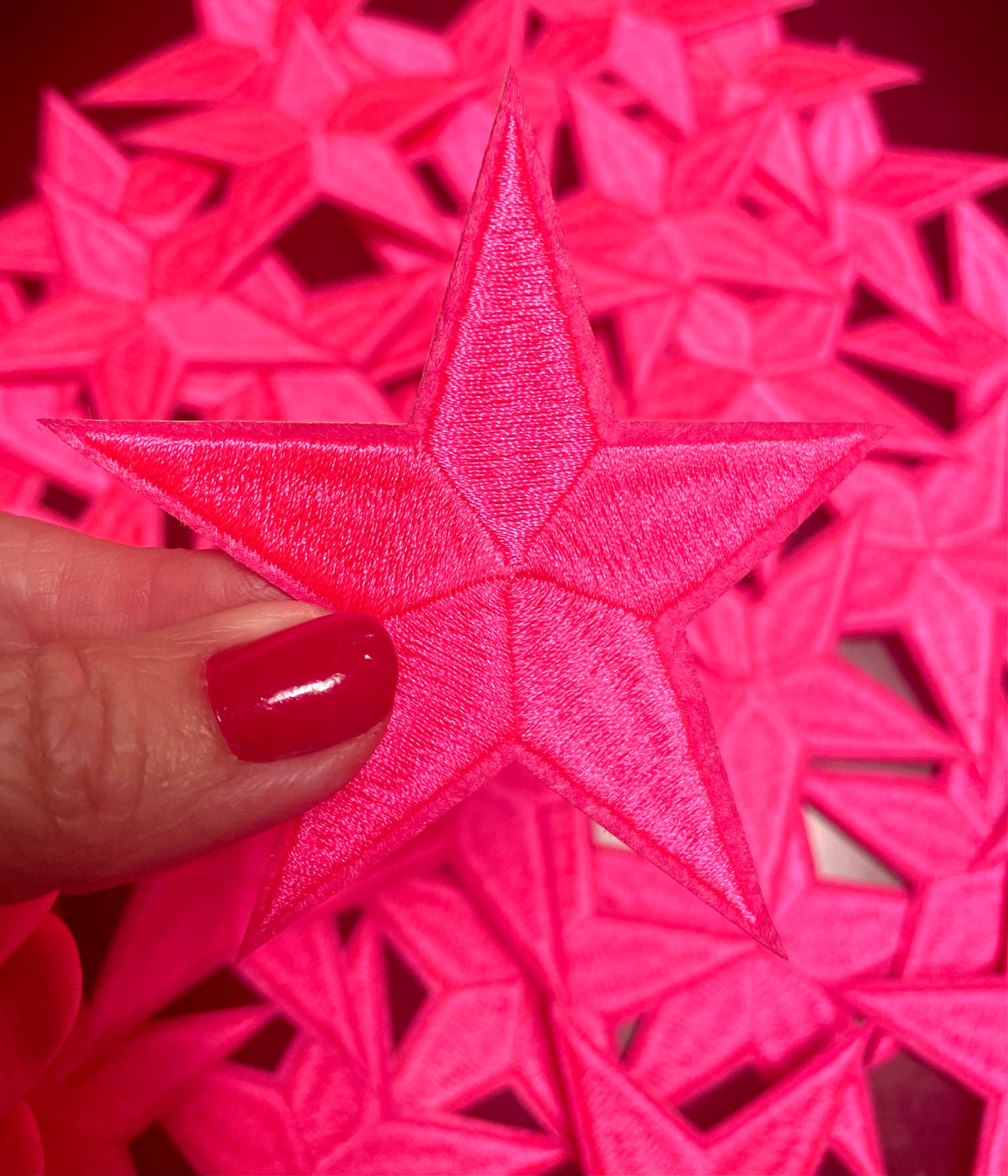 Star Patch, Embroidered Star Patch, Hot Pink 3",Iron on Patch, DIY, Trucker Hat Patch, DIY, Embroidered Star Patch