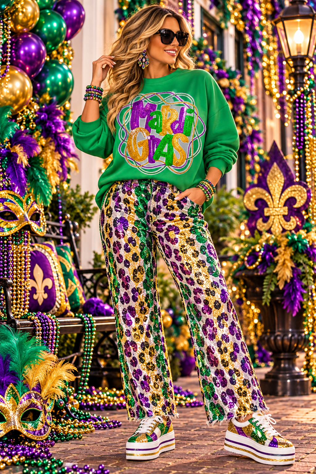 Mardi Gras Patch, 11", Mardi Gras Beads Patch, Sequin Mardi Gras Patch, Sequin Patch, Carnival Patch, Glitter Patch, Iron on Patch, DIY, Mardi Gras Attire, Sequin Patch