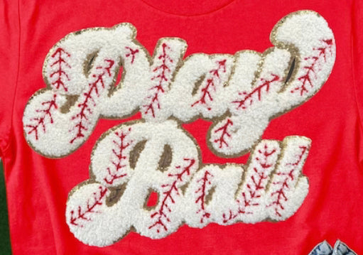 Play Ball -Baseball Patch Game Day - Iron On Glitter Chenille Patch, Iron On Baseball Patch ,DIY Patch, Game DayBaseball Mom