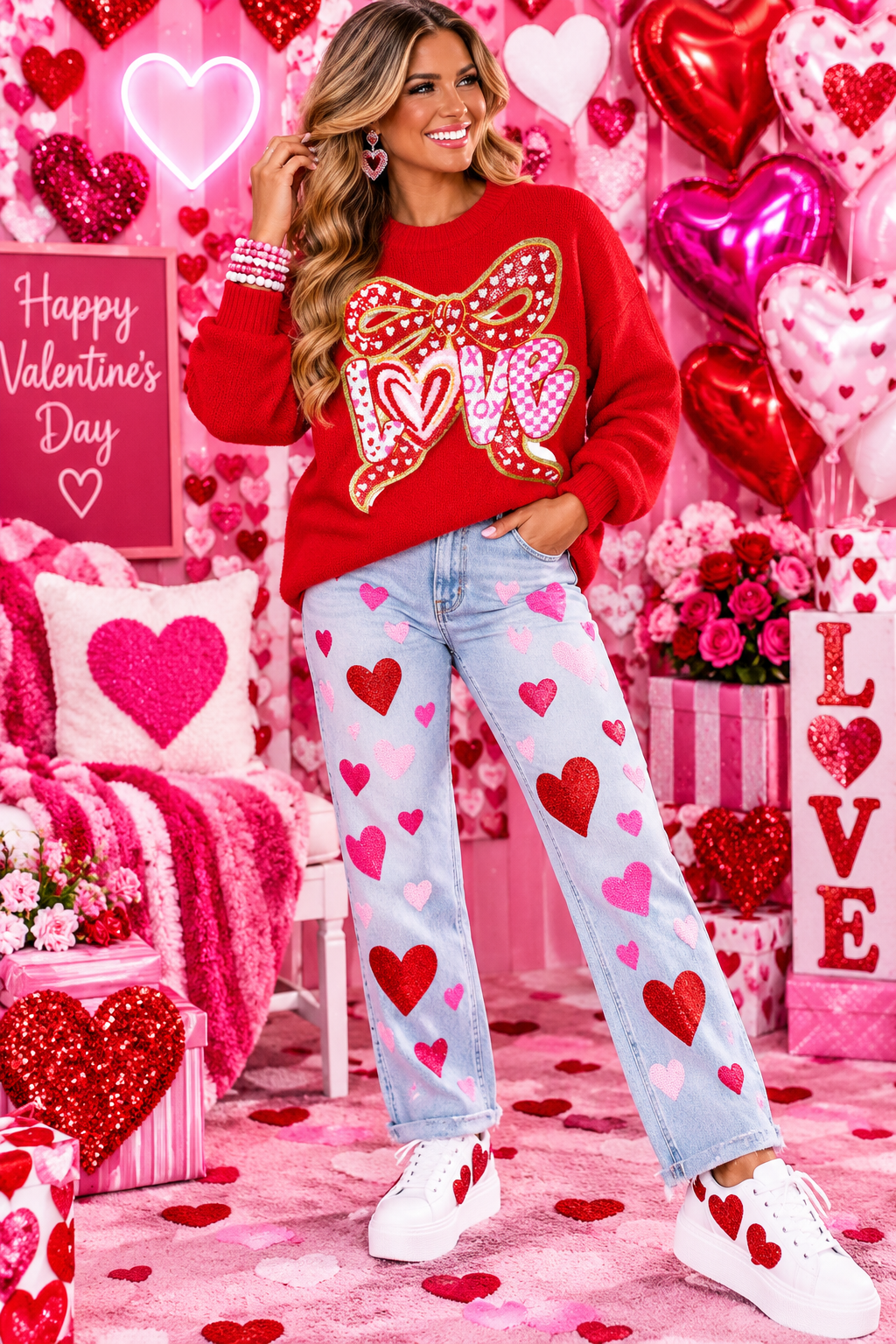 Valentine's Patch, Sequin and Chenille Valentine Bow, DIY Love Patch
