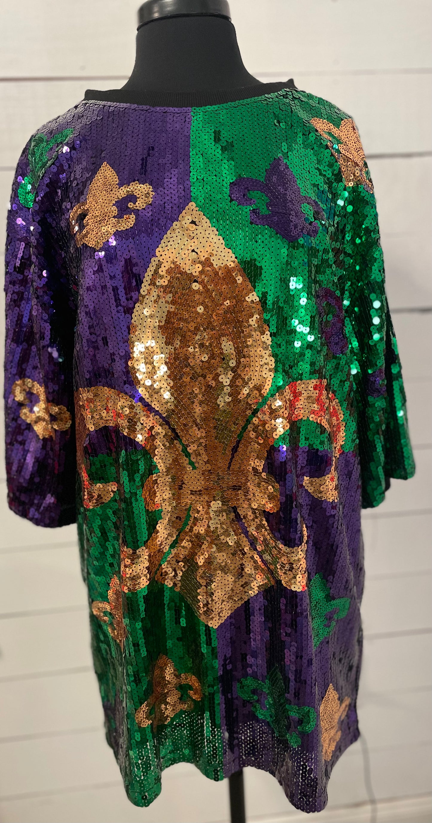 Mardi Gras Sequin Fleur De Lis Dress, Mardi Gras Party Dress, Sequin Dress