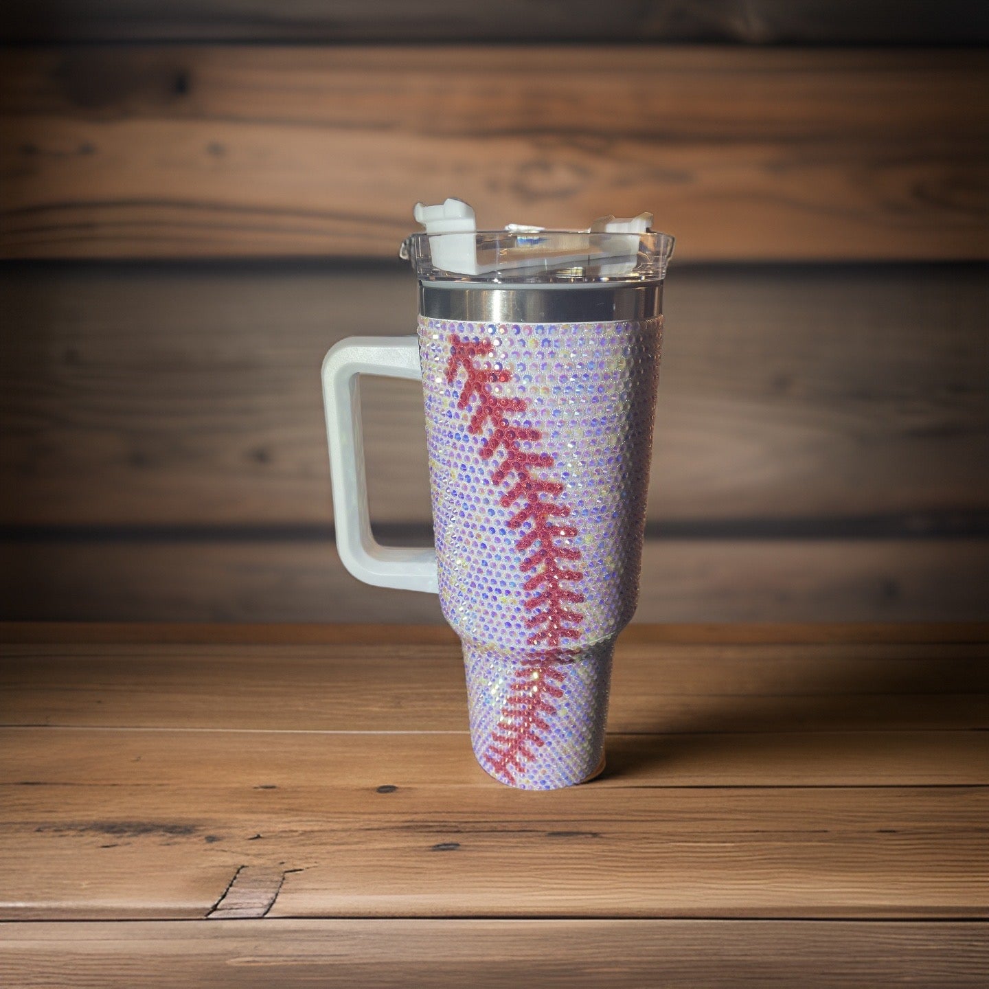 Baseball Bling Rhinestone Studded Tumblers 40Oz