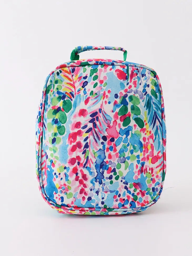 Blue lily print lunch box/Back to School
