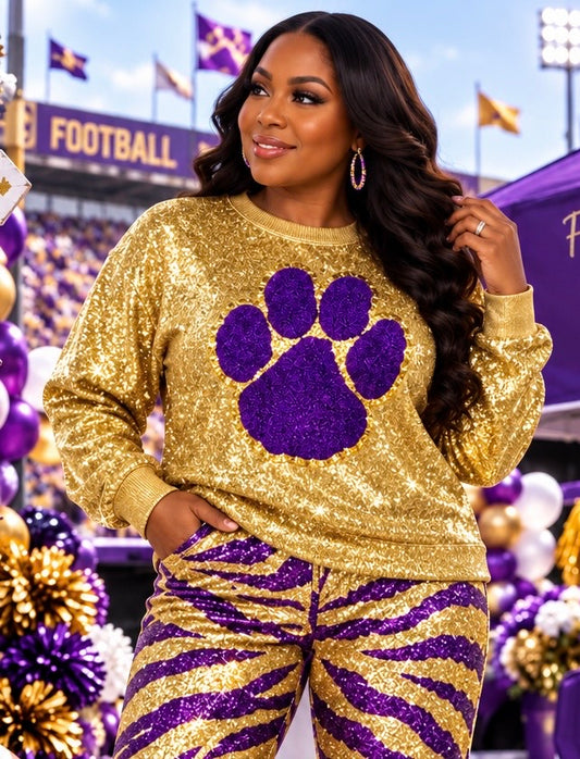 Chenille Paw, 11inch Paw, Mascot Paw, Glitter Paw, Iron on Chenille Patch, Purple Paw, DIY Patch, Game Day Patch