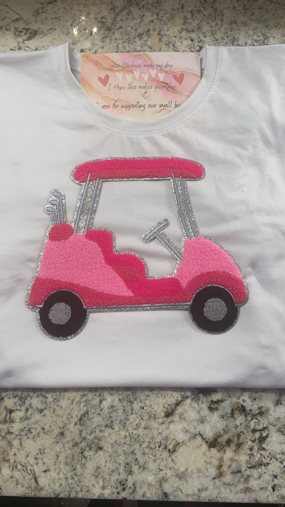 Golf Cart Patch, Pink Preppy Chenille Patch,  Glitter Patch, Chenille Golf Cart Patch, Trendy Patch, Preppy Patch,