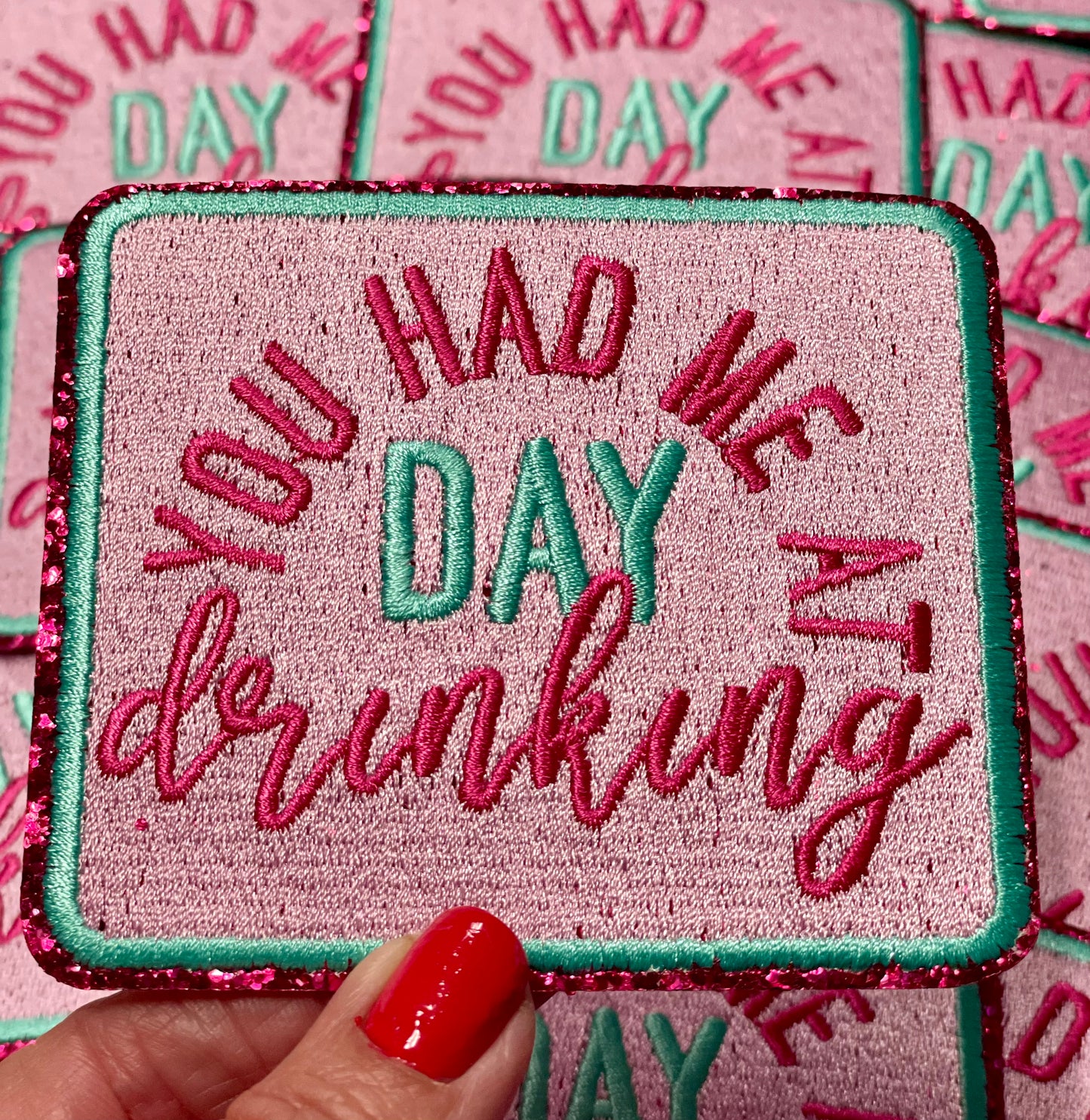 You had me at Day Drinking Patch, Drinking Patch, Trucker Hat Patch, Boujee Patch, Iron On Patch, Trendy Patch, Pink Patch, Glitter Patch Patch for Hats, DIY