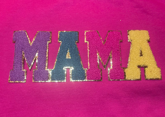 Mama Multicolor Chenille and Glitter Patch, Vibrant Multicolor Mama Patch , Iron on Patch, Mother’s Day DIY