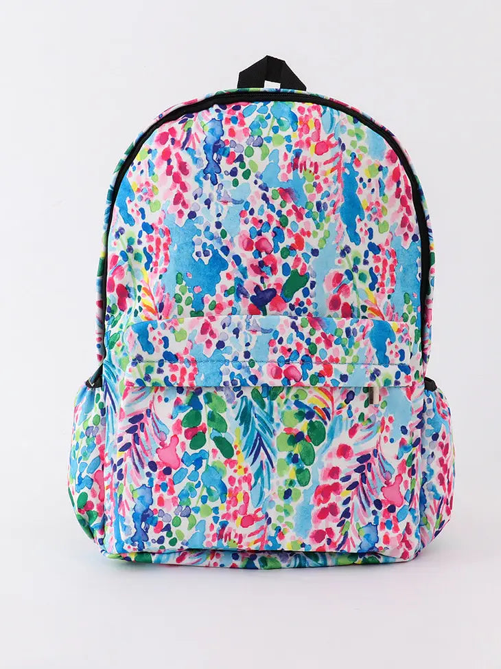 Blue lily print backpack/Back to School