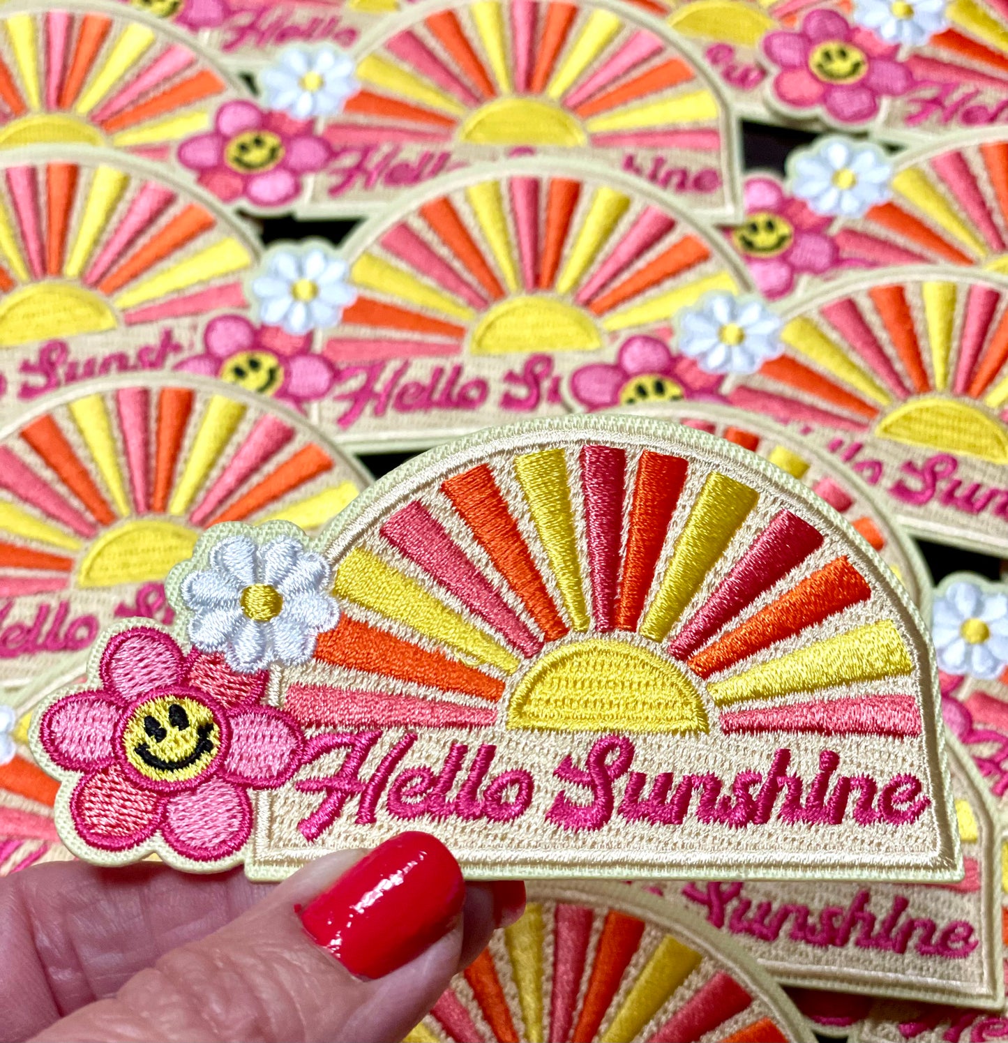 Hello Sunshine Patch, Trucker Hat Patch, Smiley Face Patch, Daisey Patch, Iron On Patch, Summer Patch, Preppy Patch, Cowgirl Patch, DIY