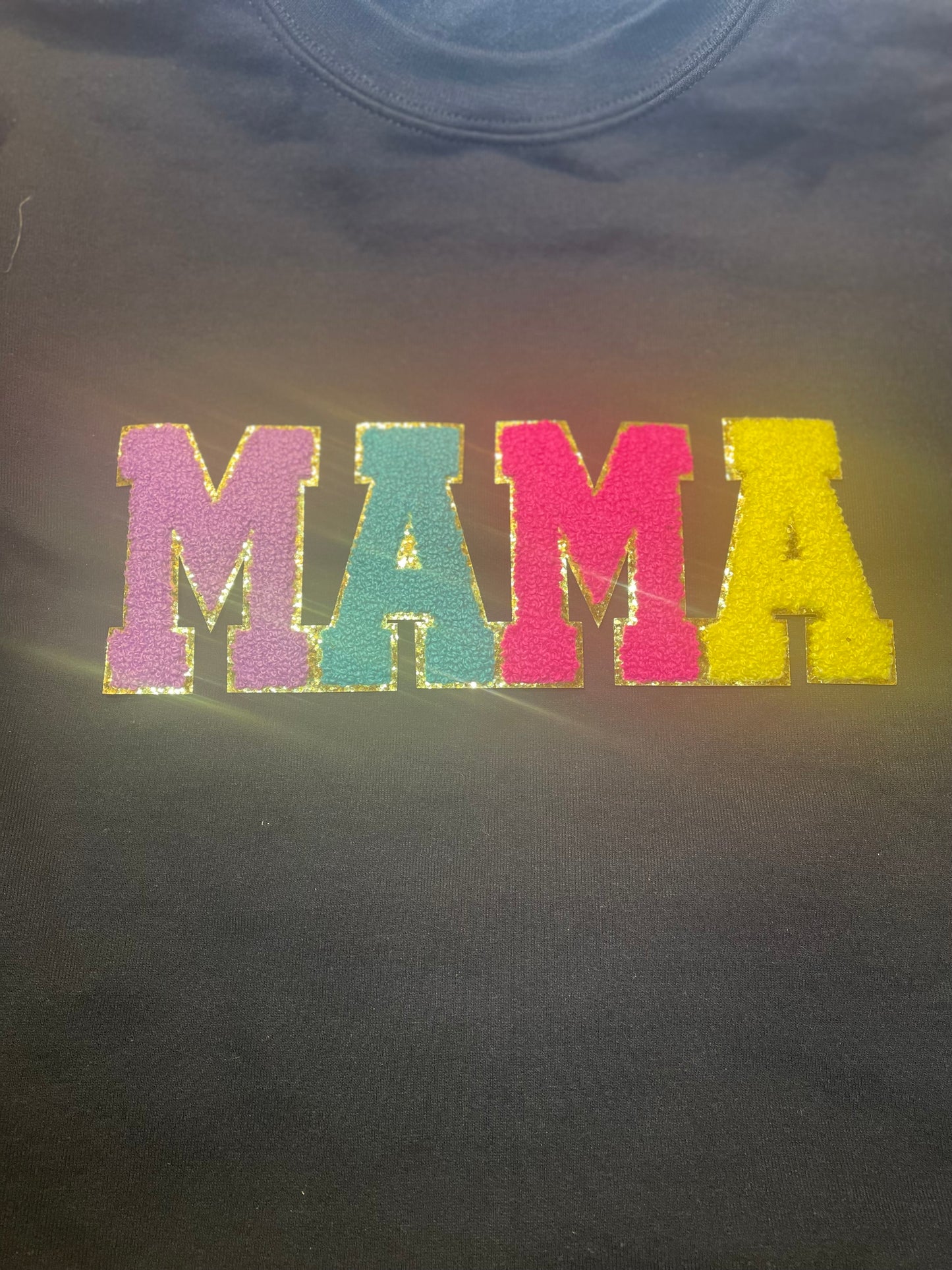 Mama Multicolor Chenille and Glitter Patch, Vibrant Multicolor Mama Patch , Iron on Patch, Mother’s Day DIY